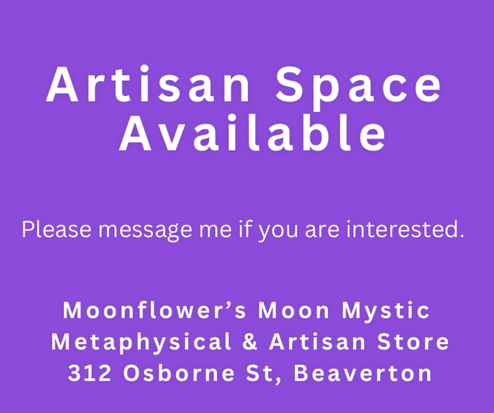 Artisan Space Available