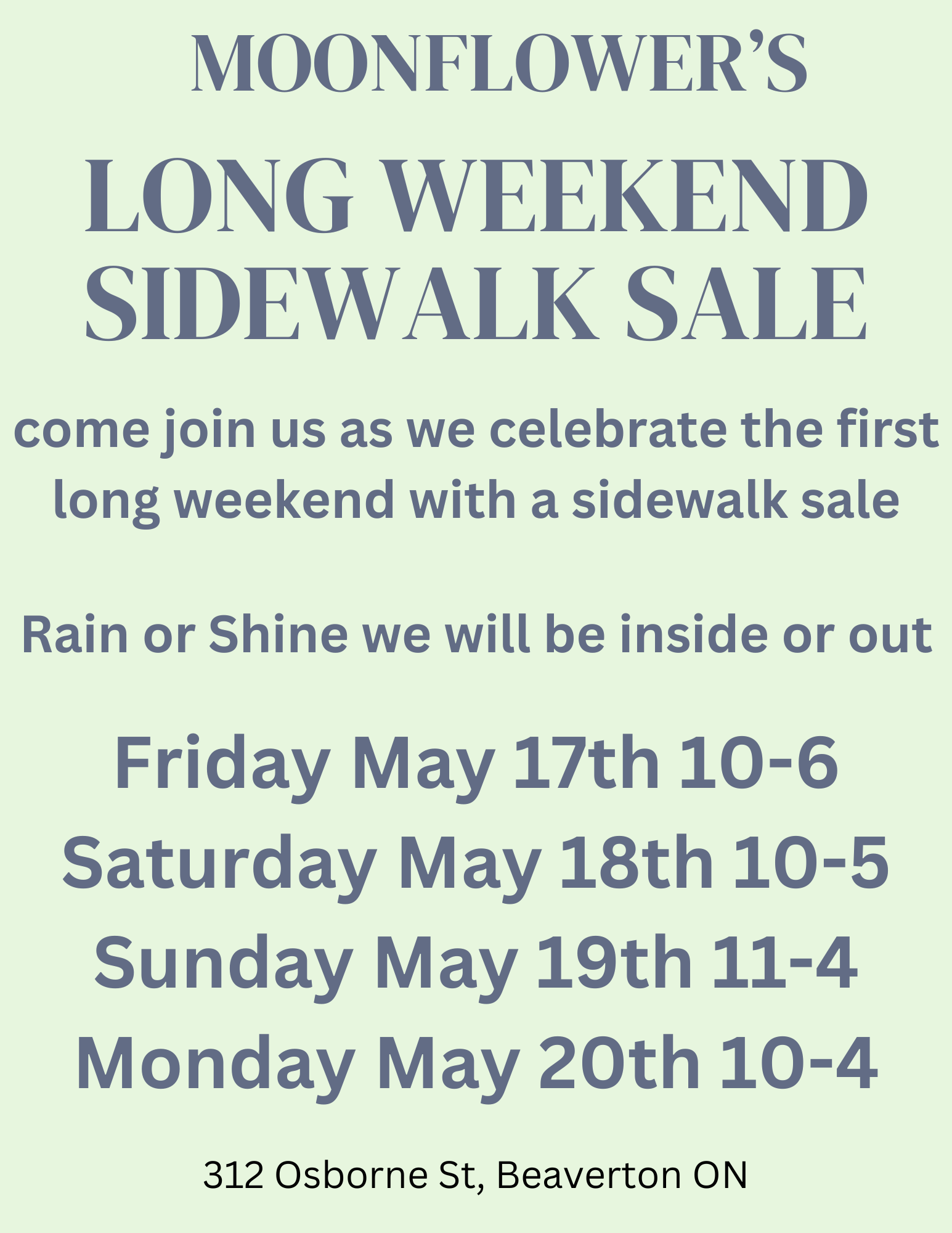 Long Weekend Sidewalk Sale