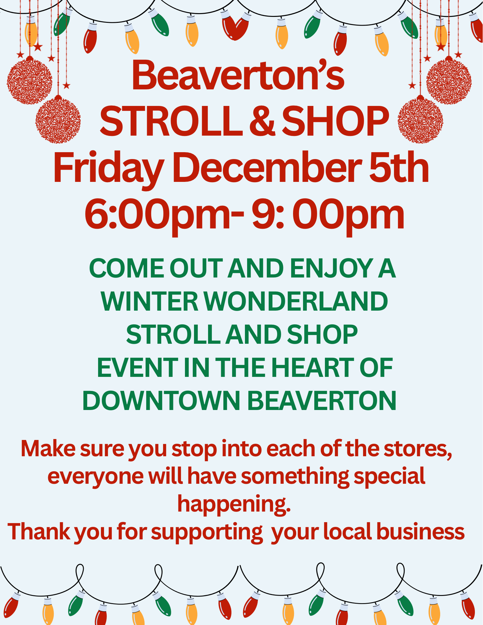Stroll & Shop the Store of Beaverton Friday Dec 5th 6pm to 9pm