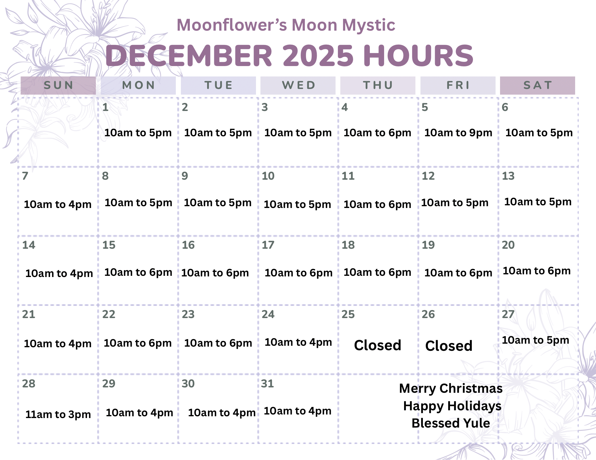 December 2025 Calendar